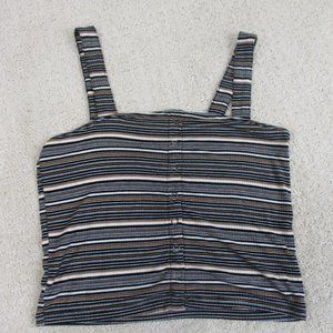American Eagle Soft & Sexy Rib Women's Medium Striped Snapped-Down Tank Top